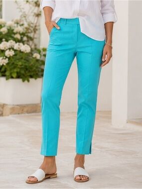 NWT Northern Reflections Turquoise Pull-On Ankle Pants Size M Stretch Slim Crop
